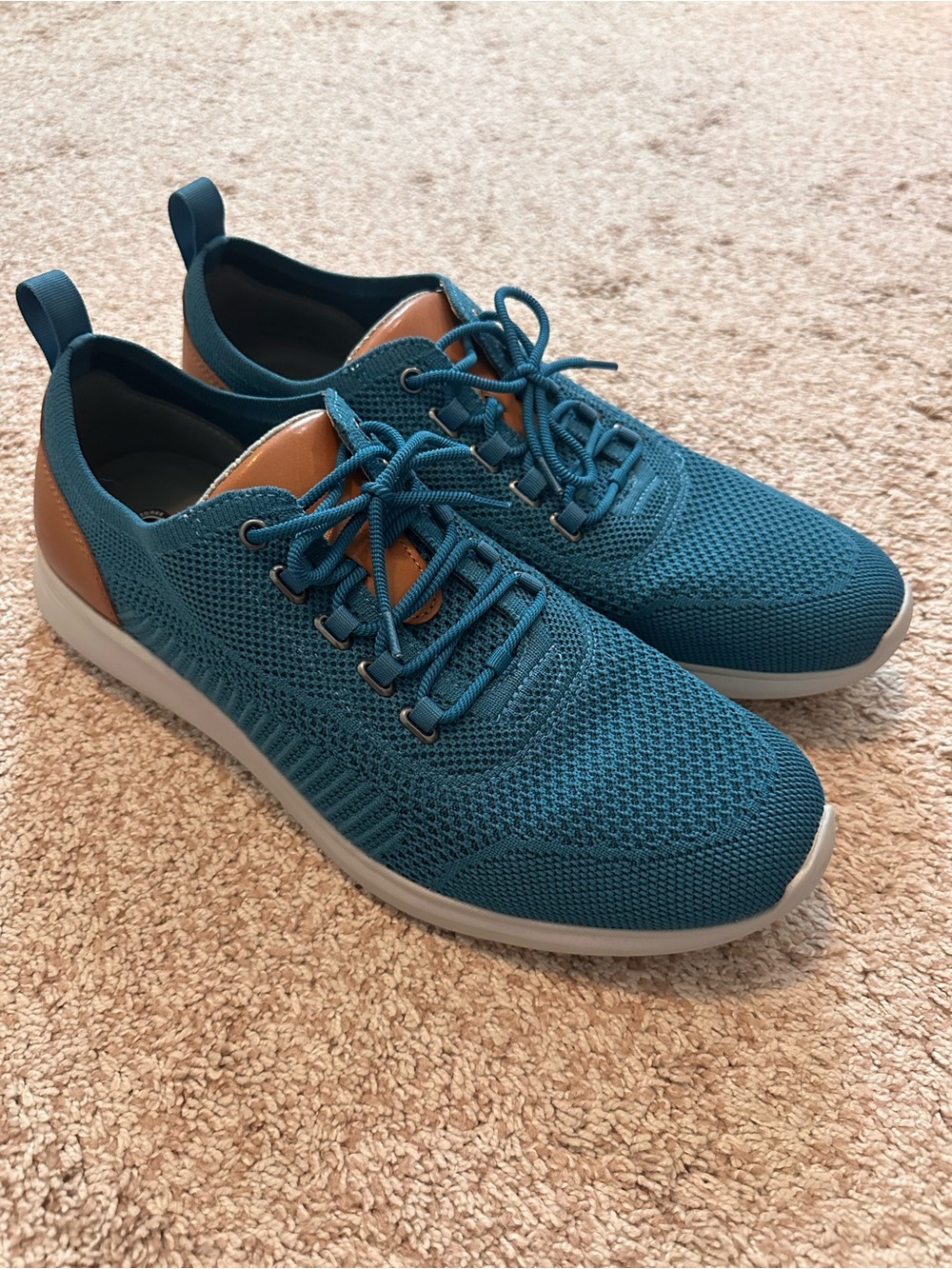 Johnston & Murphy Amherst Knit U-Throat Teal Blue Sneakers Men's Size 11.5